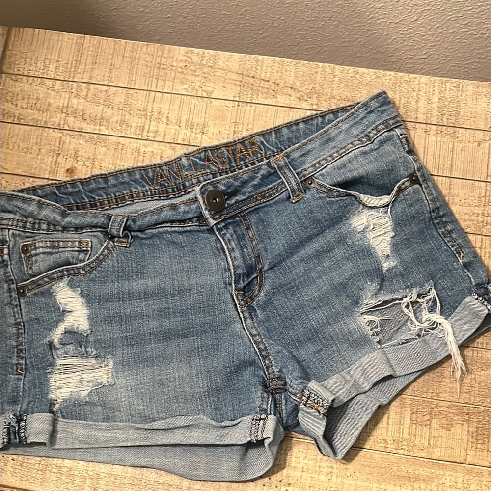 Vanilla Star Blue Distressed Jean Shorts